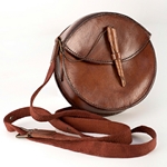 Round Leather Pouch - Brown