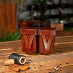 Hard Leather Pouch for Sword Belt - Brown