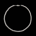 White Pearl Necklace 16 In - Simulated