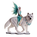 Aneira Fairy and White Wolf Companion Statue