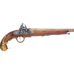 Colonial Replica German Flintlock Pistol ca 1700s Brass Non Firing,German Flintlock Pistol ca 1700s Brass Non Firing 1043L