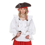 Lady's Ruffled Pirate Blouse - White - Small to 3X