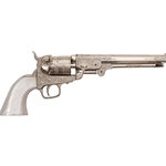 Civil War M1851 Replica Engraved Silver Navy Pistol - Non-Firing Gun