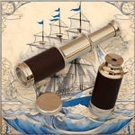 Nautical Pocket Telescope – Deluxe Class Brass & Leather Spyglass (7") with Rosewood Box
