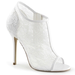 Open Toe Lace Ankle Boots In White