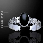 Celtic Knotwork with Black Onyx Silver Bracelet 52-TBG278