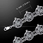 Celtic Knotwork Shamrock & Claddagh Silver Bracelet