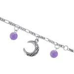 Celtic Crescent Moon - Sterling Silver Bracelet with Gemstone