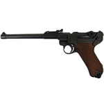 P08 German Luger Lange Pistole Artillery Model Wood Grips - Non-Firing Replica