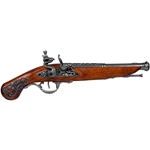 Colonial Engraved British 18th Century Flintlock Pistol - Non-Firing Replica,English Flintlock Pistol 18th Century - Non-Firing FD1196L