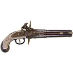 Replica Colonial Engraved Double Barrel Flintlock Non-Firing
