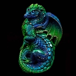 Young Dragon Sculpture in Emerald Peacock