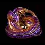 Mother Coiled Dragon Sculpture - Violet Flame 511-VF
