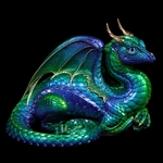 Lap Dragon Sculpture Emerald-Peacock