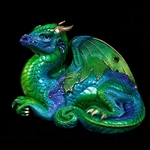 Old Warrior Dragon Sculpture Emerald Peacock 513-EP