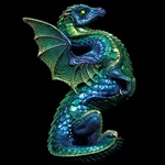 Rising Spectral Dragon Sculpture Emerald Peacock