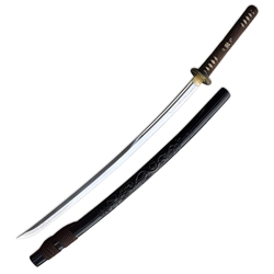 Yokai Oni Katana – T10 Clay-Tempered Samurai Sword with Hamon, Black Saya & Certificate