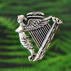 Celtic Irish Harp Button Fine Pewter