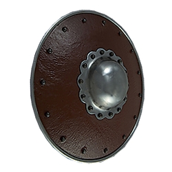 Leather Covered Buckler Scalloped Boss