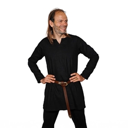 Bjorn Classic Medieval Canvas Tunic – Black – Early Dark Ages Cotton Garment for LARP, SCA & Reenactments
