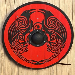 Wooden Viking Shield - Double Raven - 30"