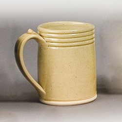 4-Ring Colonial Mug,White Stoneware Drinking Mug