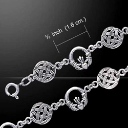 Celtic Knotwork & Claddagh Silver Bracelet 52-TBG243