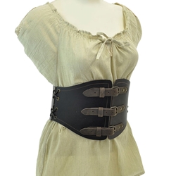 Buckled Waist Cincher - Brown Leather