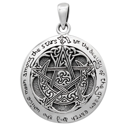 Moon Pentacle Pendant - Large - Sterling Silver