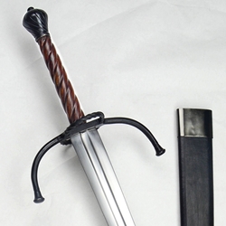 German Longsword with Twisted Wood Grip,Renaissance Twisted Grip Longsword,Twisted Two Hand Renaissance Sword