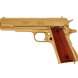 Replica M1911A1 Gold Finish Wood Grips Field Strippable Automatic Pistol Non-Firing Gun 5312