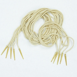 Brass Aiglets with Natural Cord - 56in - Set of 5