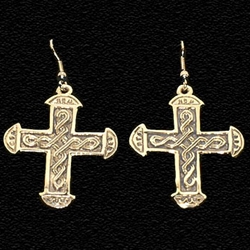 Medieval Cross Earrings Gold Plated
