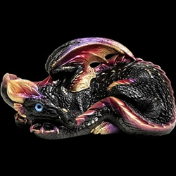 Mother Dragon Sculpture in Black Gold